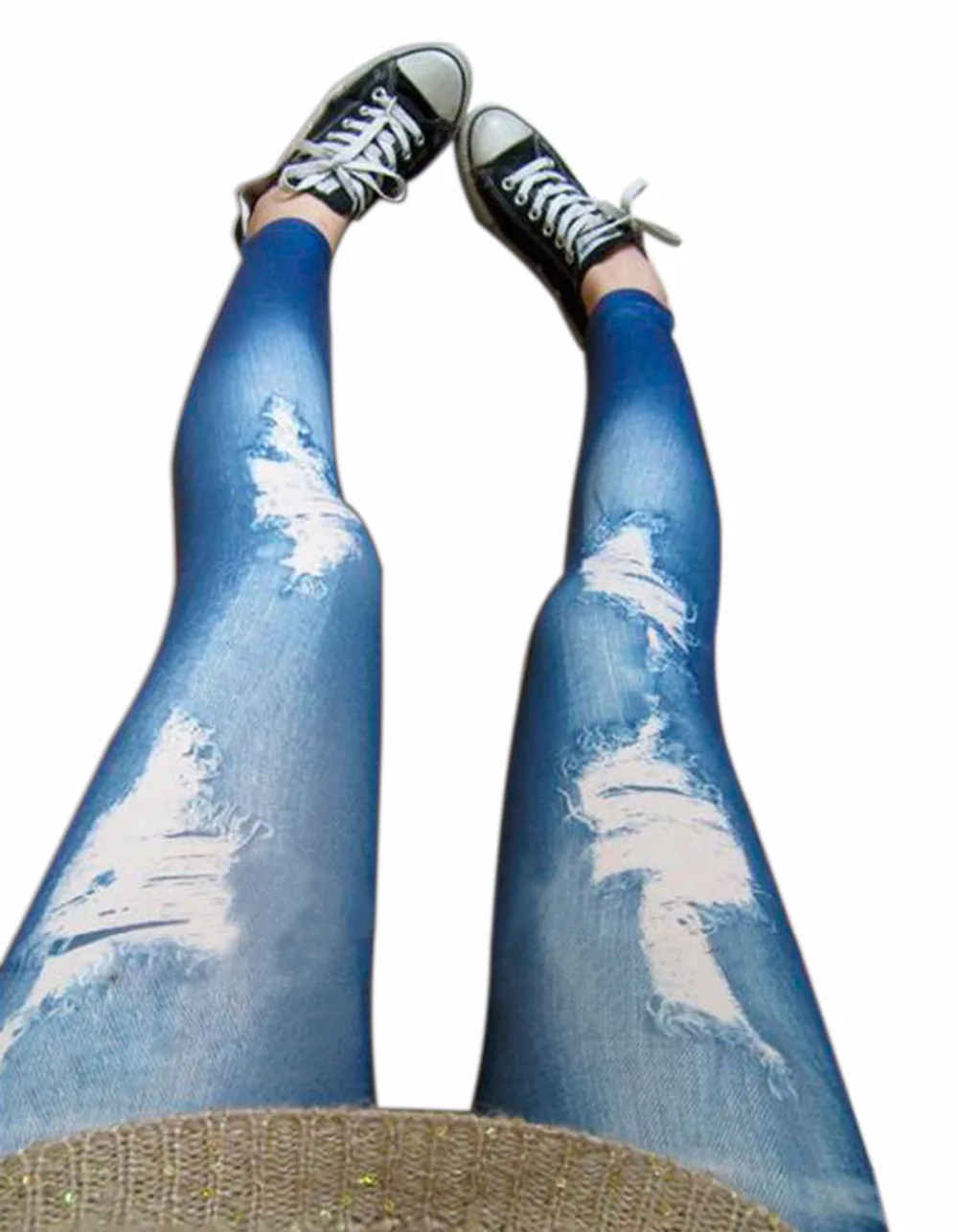 Женские леггинсы Леггинсы для фитнесс с имитацией джинсов со средней талией на