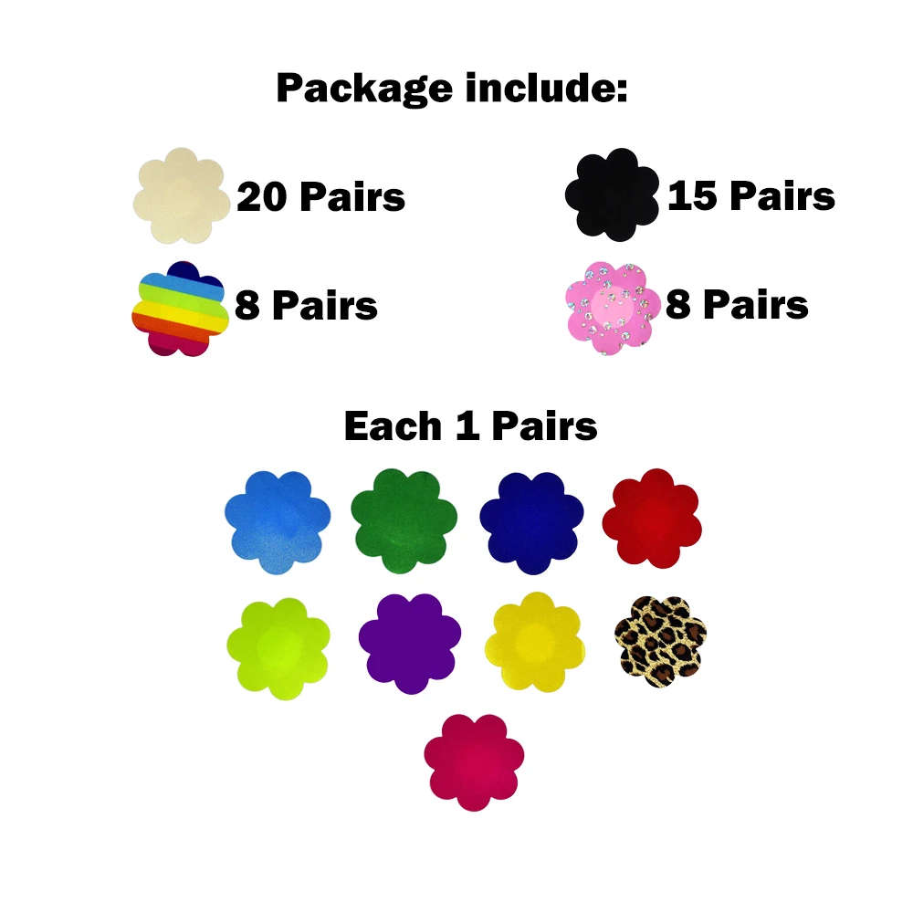 Flower Ypser 60 Pairs Модные Sexy Одноразовые Соска Обложка Атласная Пирожки Груди Лепестки - Цвет: Flower