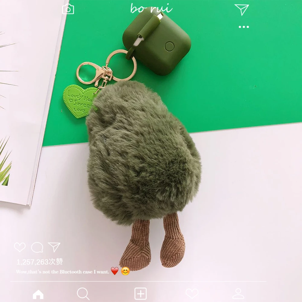Милый мультфильм Плюшевый авокадо брелок кулон+ силиконовый защитный чехол для наушников для Apple Airpods 1 2 Наушники противоударный чехол