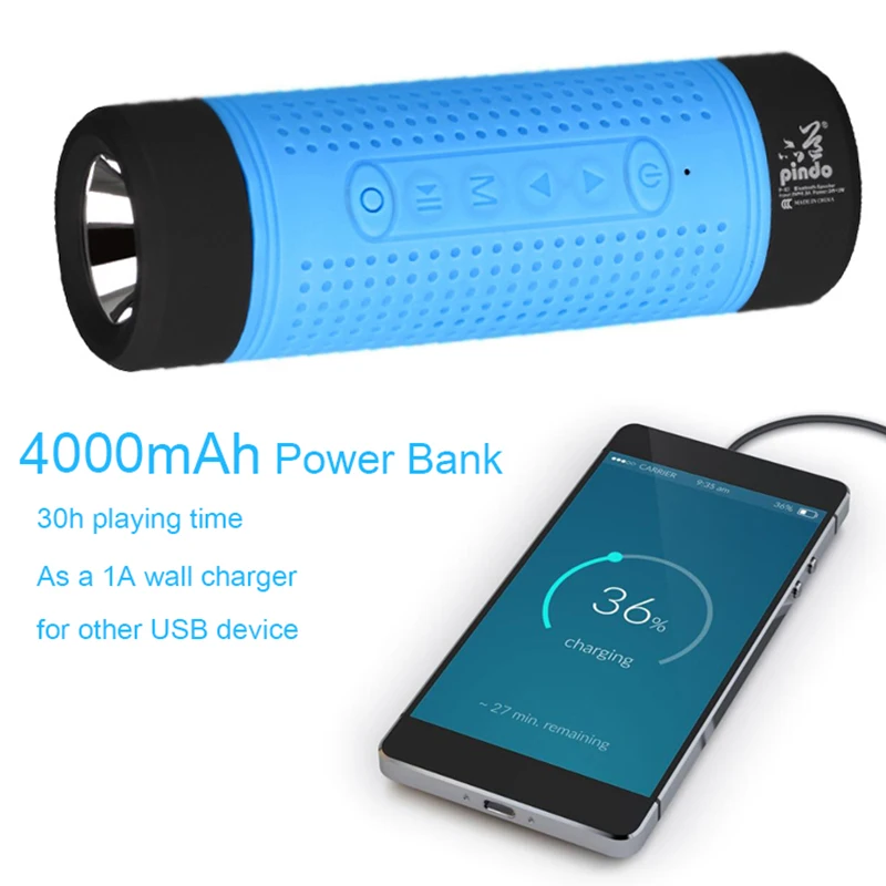 Pindo водонепроницаемый портативный уличный Мини Bluetooth динамик 4000mA внешний