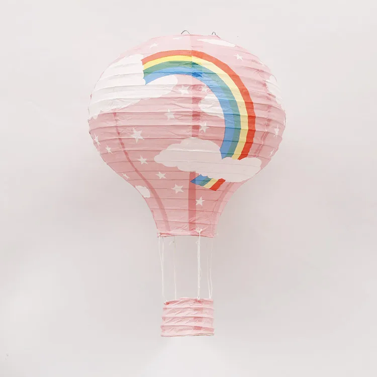 30cm 40cm hot air balloon chinese lantern rainbow heart striped printed lampion babyshower birthday wedding party decorations - Цвет: Pink Rainbow