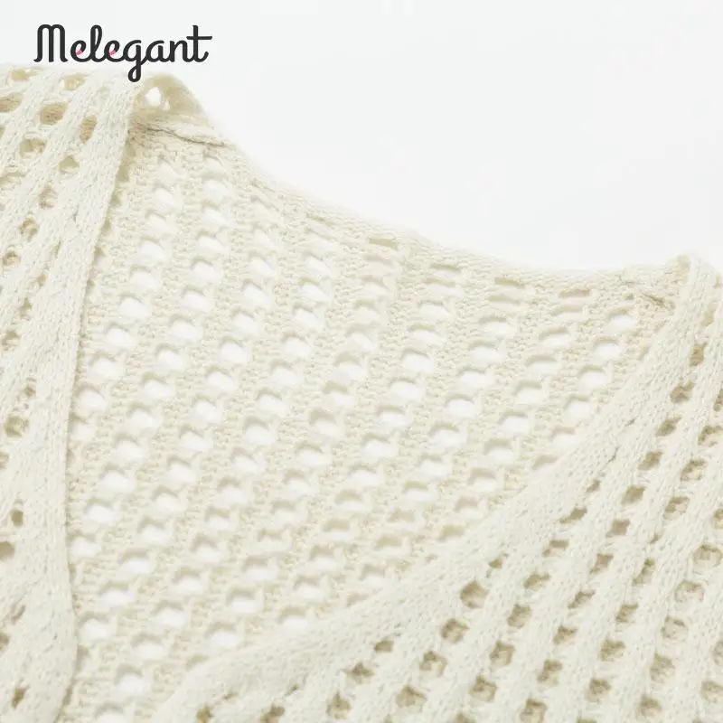 Melegant Autumn winter 2019 Casual Women Cardians Sweater Hollow Out Solid White Cardigan Female Knitwear Plus Size |