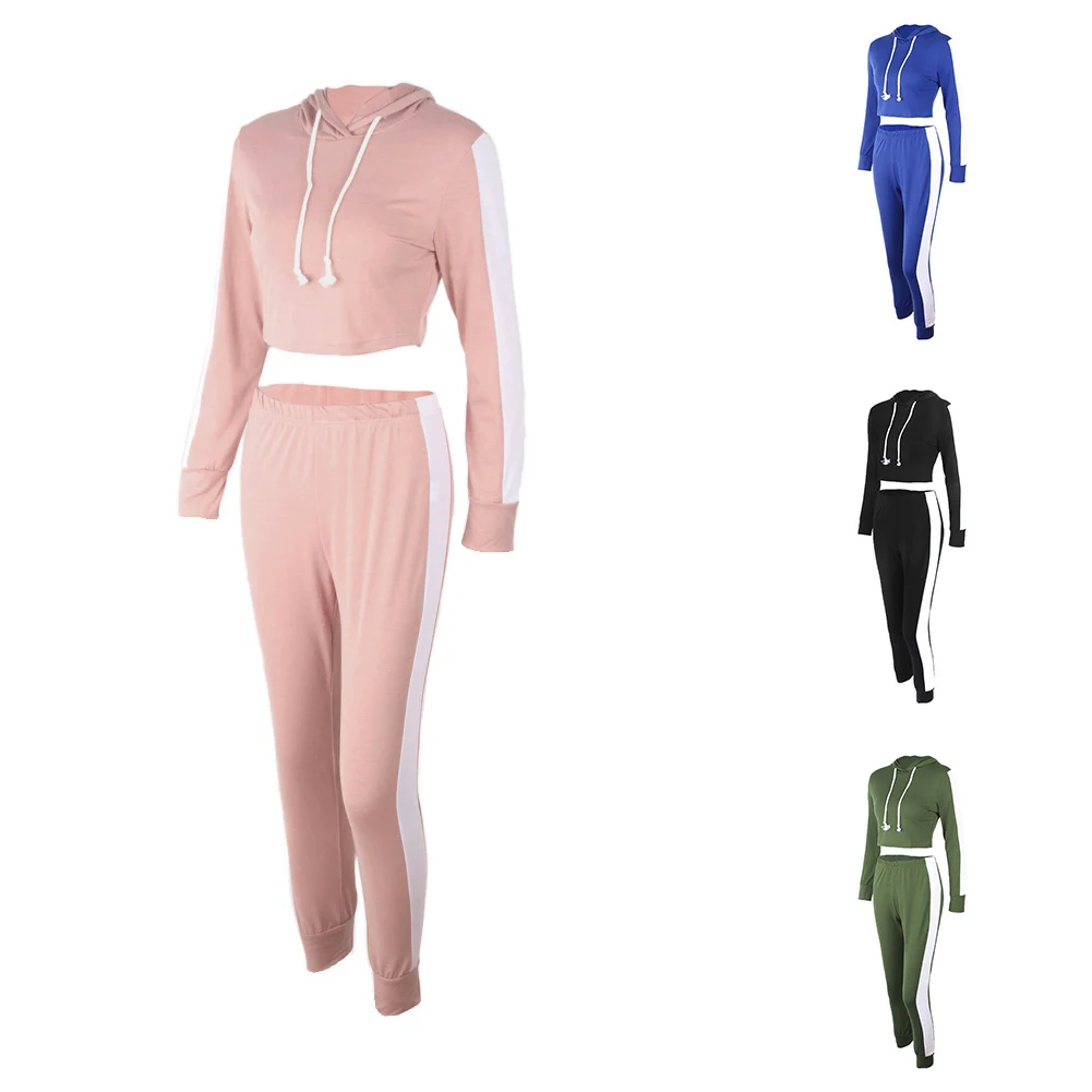 Комплект из 2 предметов для женщин Loungewear топ с капюшоном спортивная спортивный