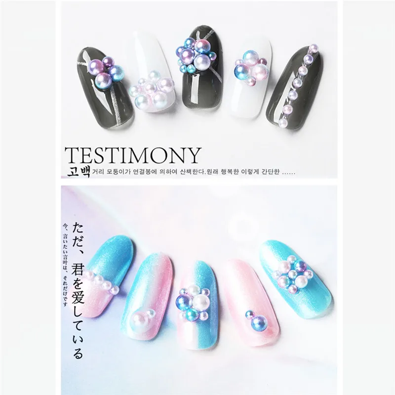 

100pcs/bag 3D Round Color Pearl Nail Art DIY Decorative Nail Stickers Beautiful Girl Charm Preferred