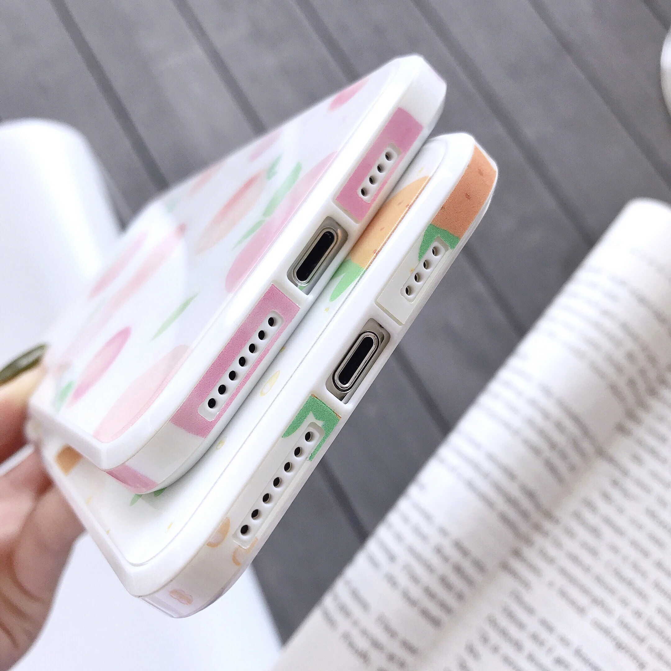 XS Max цвет слоновой кости белый закаленное стекло фрукты оранжевый персиковый