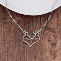 new love heart elk head small fresh art elf antlers pendant necklace animal fox christmas deer necklace lucky amulet jewelry