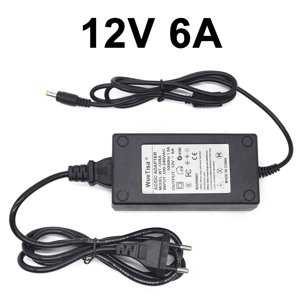 12V 6A 12 V адаптер питания 1A 2A 3A 4A 5A 6A 8A 10A 15A 12 вольт источник питания AC 110V 220V к DC 12 V светодиодный трансформатор для светодиодной ленты - Цвет: 12V 6A