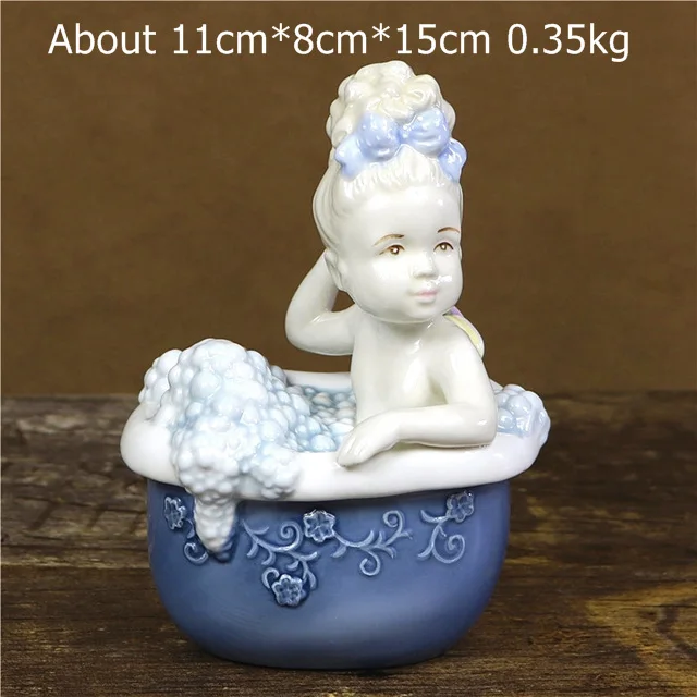 Bathing Girl Забавная фарфоровая статуэтка для девочки, керамическая Пижама, миниатюрный медвежонок, кукла, украшение, искусство и ремесло, декор для спальни, подарок - Цвет: Bathing Girl
