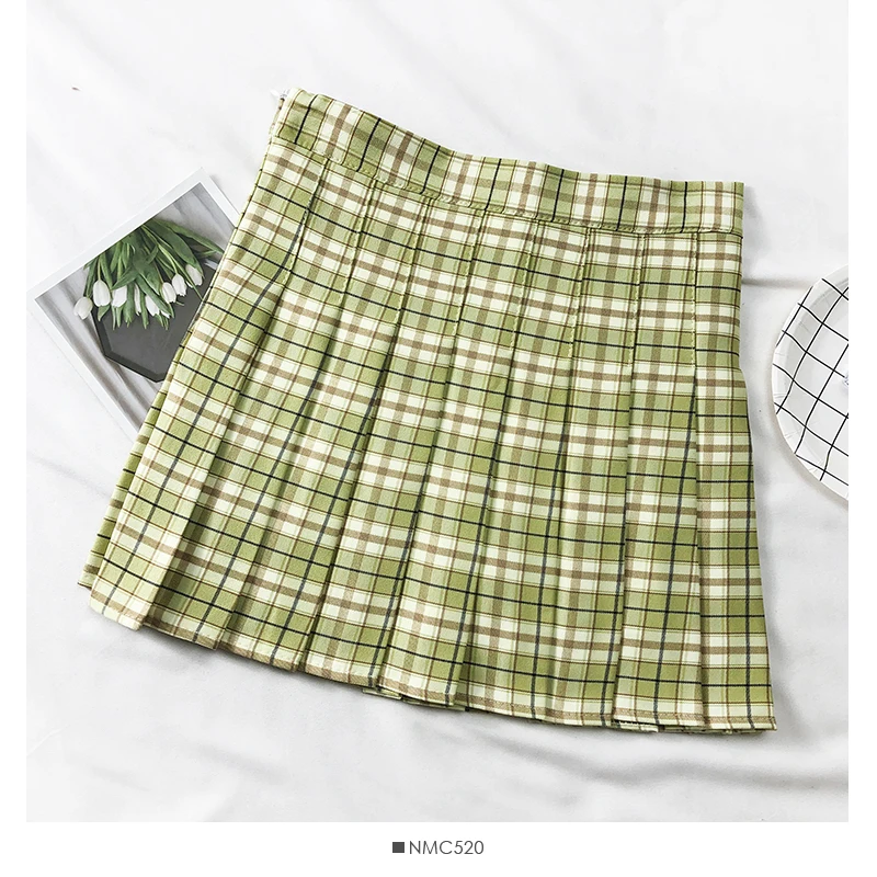 Юбка женская плиссированная трапециевидная в клетку с завышенной талией |