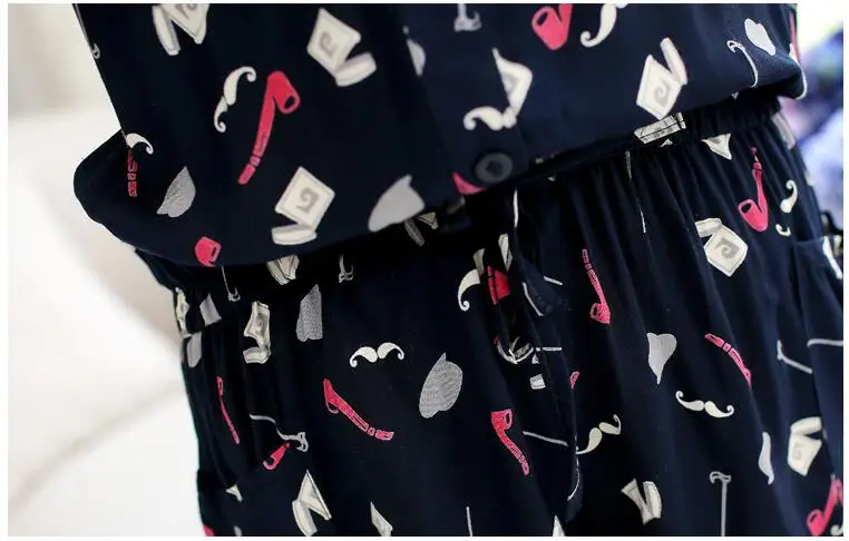 Женский однобортный комбинезон с поясом Летний 6 узорами принтом кошки и лошади