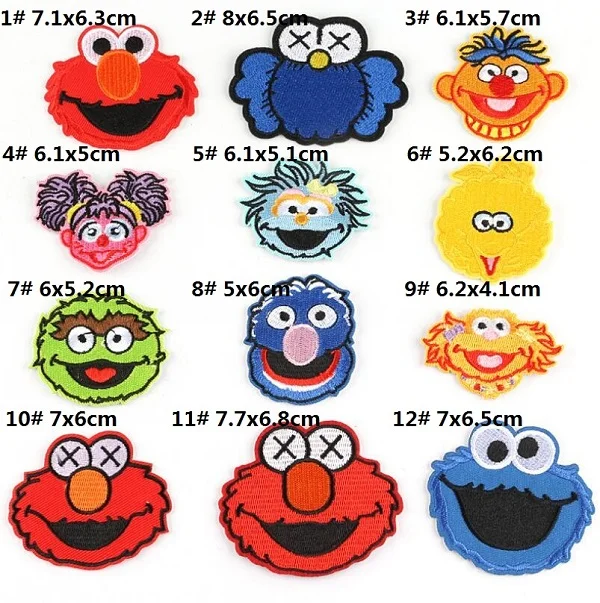 Улица Сезам Железный На Патчи ELMO большая птица печенья монстра Берта Эрни Оскар GROUCH ZOE ROSITA вышитый детский значок - Цвет: Серый цвет с красноватым отливом