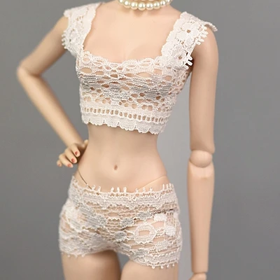 white 1 комплект, модная кукольная одежда, кружевное нижнее белье, майка и шорты для куклы Blythe, 1/6, трусики для куклы Барби 1/6, топ и трусы для куклы BJD - Цвет: white