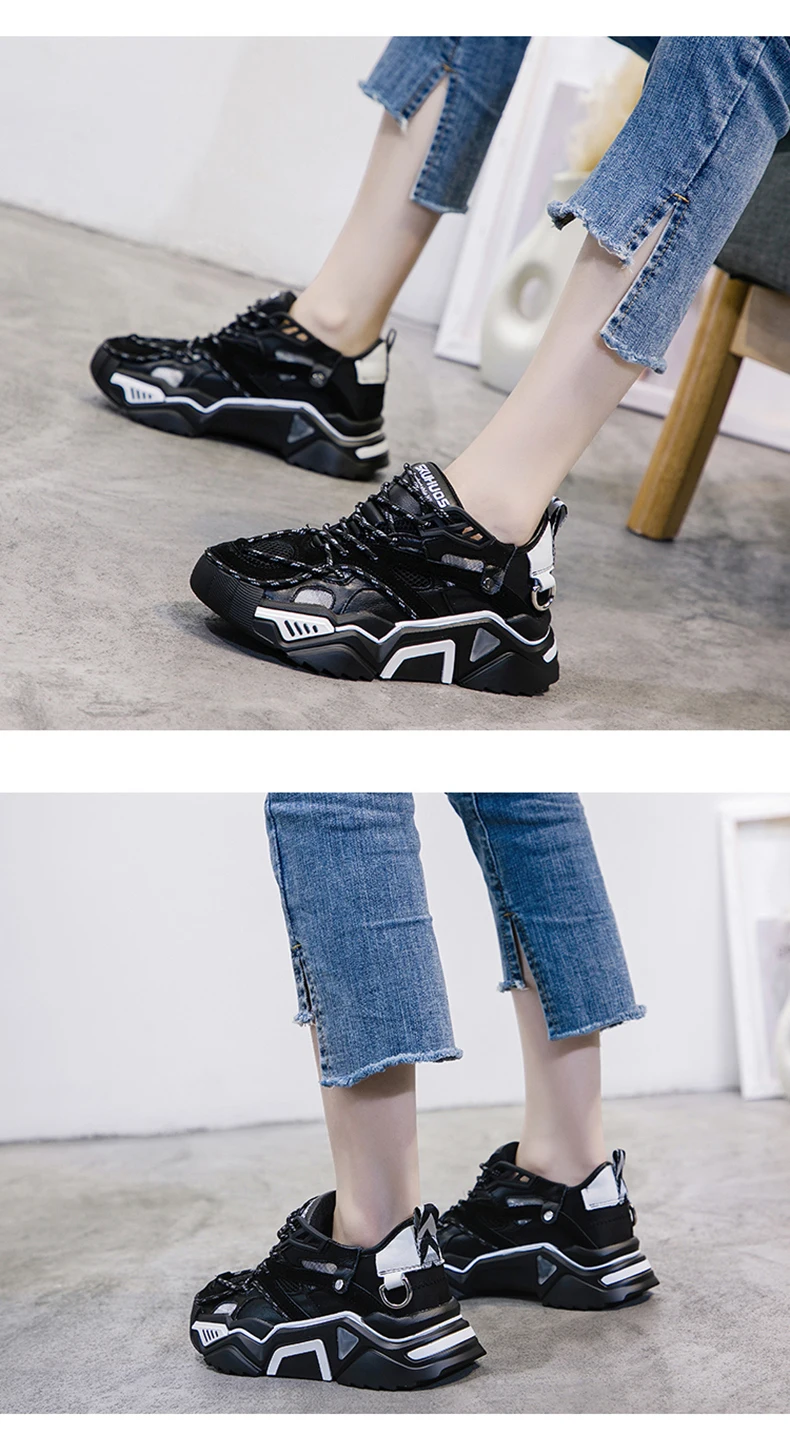 CAMTOO Fashion Genuine Leather Women's Platform Sneakers Dad Shoes Woman Casual Shoes Chunky Trainers Zapatos De MuJjer
