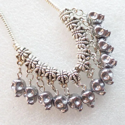 20 шт резной гематит череп кулон подходит европейский браслет ожерелье V238|necklace