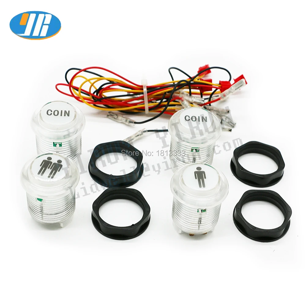 Один комплект 1P 2P кнопка запуска монет 28 мм Кристальные светящисветодиодный