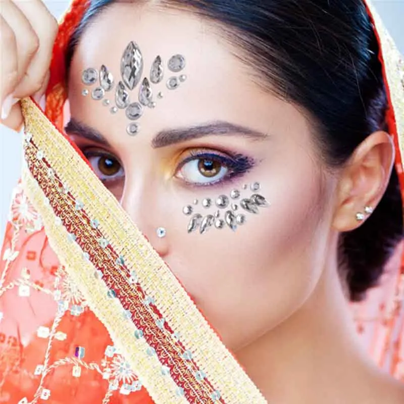 6 шт. наклейки для лица с блестящими стразами и кристаллами временные татуировки