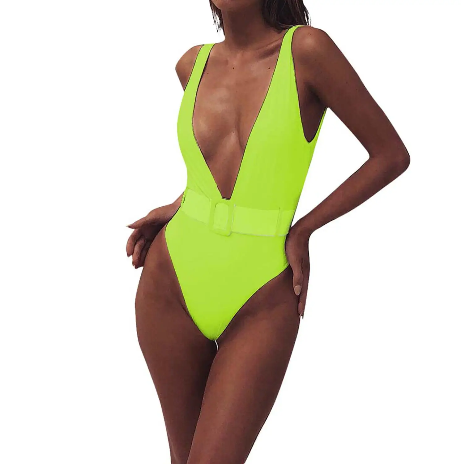 Сексуальный женский Одноцветный купальник бикини с пуговицами пуш ап купальный