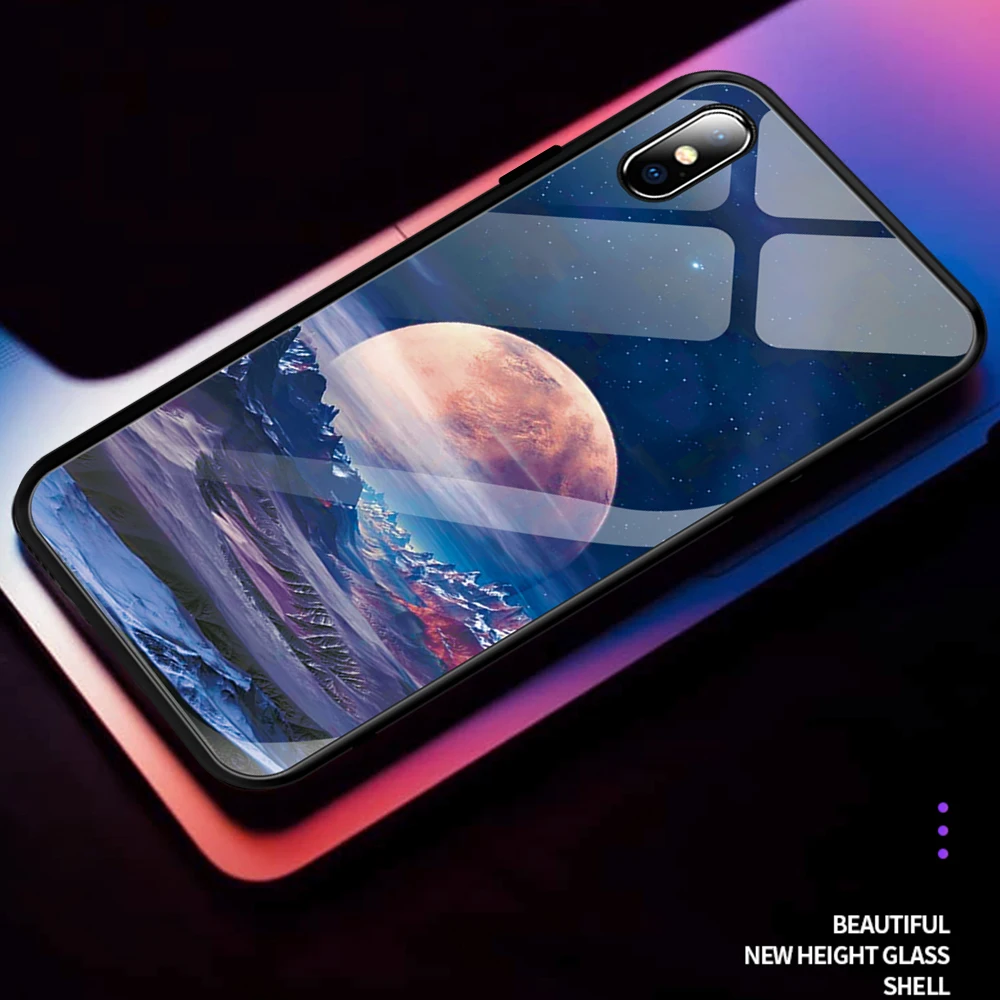 Чехол для iPhone XS Max XR X 8 11 Pro Max, силиконовый тонкий чехол, закаленное стекло, звездное небо, для iPhone 8, 7 Plus, 6, 6 S, 8 Plus, 11 Plus, чехол