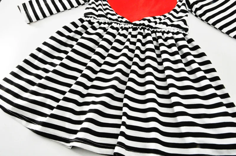 Girls Dress 2017 New Autumn Brand Cotton Clothes Design Baby Red Hearts Stripes Pattern Kids Clothing | Детская одежда и обувь
