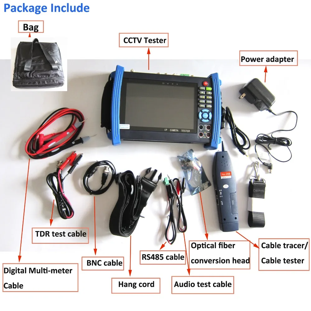 8MP 5MP CCTV Tester with 7 inch Monitor All in one Security for IP AHD TVI CVI SDI Optical Multimeter | Безопасность и защита