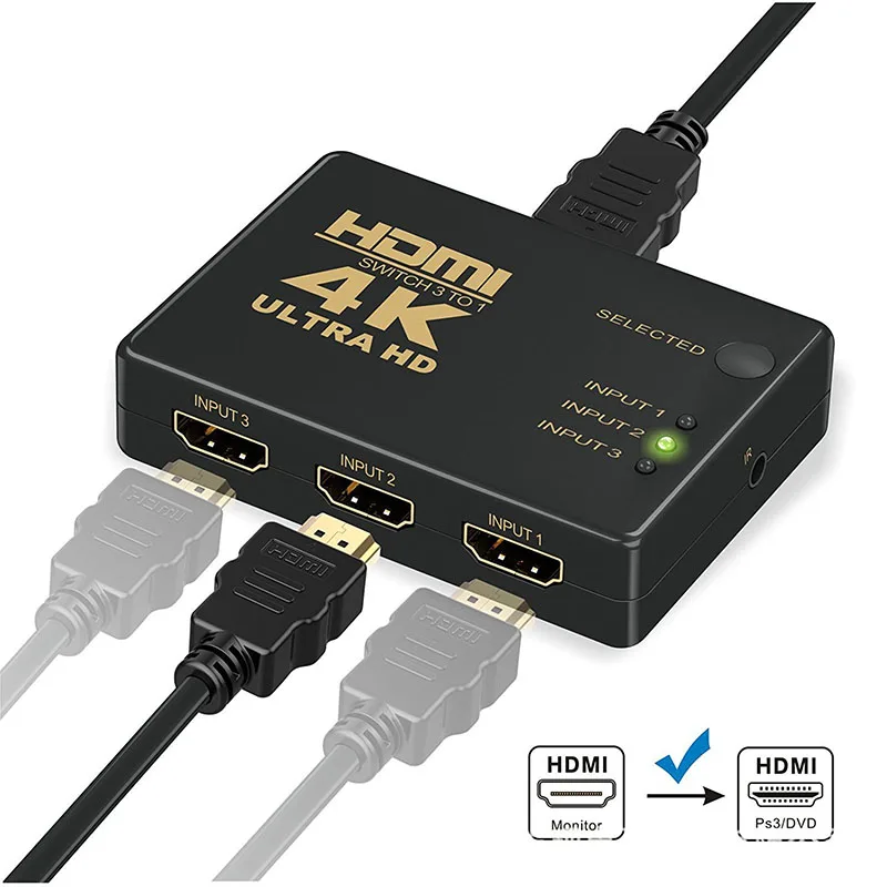 4K HDMI переключатель 3 в 1 выключатель с пультом дистанционного управления