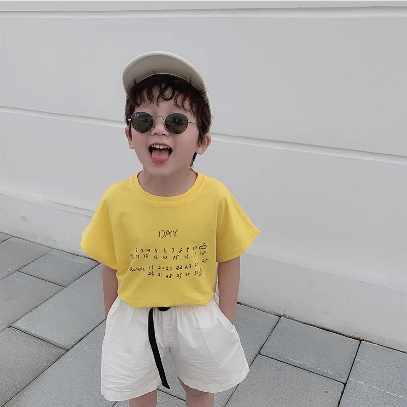 Модные футболки с принтом в Корейском стиле для мальчиков 2019 хлопок