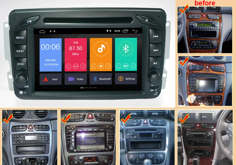 7-дюймовый android 9 0 четырехъядерный автомобильный DVD GPS плеер для Mercedes Benz C-Class W203