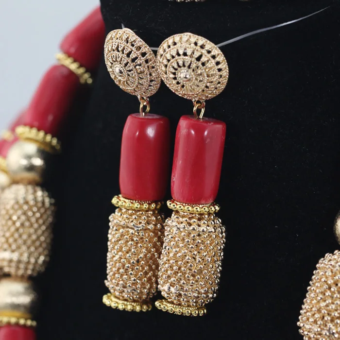 Роскошный Новый комплект из натуральных красных коралловых бусин африканские