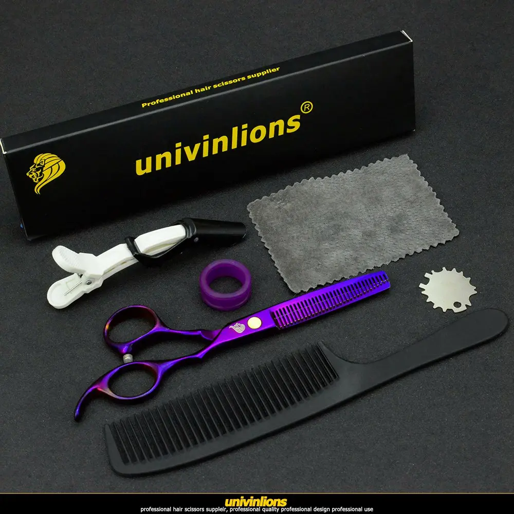 purple thinning Univinlions " Профессиональный салон ножницы парикмахерские ножницы для стрижки волос филировочные ножницы Парикмахерская Стрижка tijeras ciseaux - Цвет: purple thinning