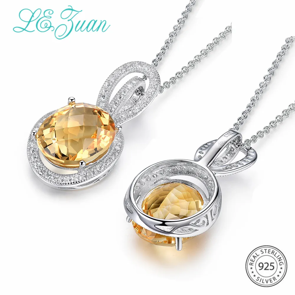 L & zuan 7 57ct натуральные цитриновые кулоны серебряное ожерелье с желтым камнем