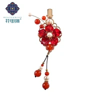 vintage red flower pearl leaf hair clip women accessories decoration hairpins for hair simple jewelry fj 18088