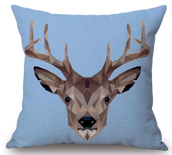 Геометрическая наволочка с животным тигром Волком на шею льняная Наволочка