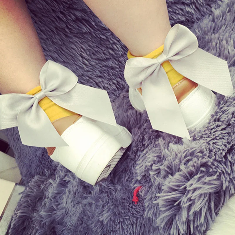 Носки женские с бантом карамельных цветов милые повседневные короткие носки