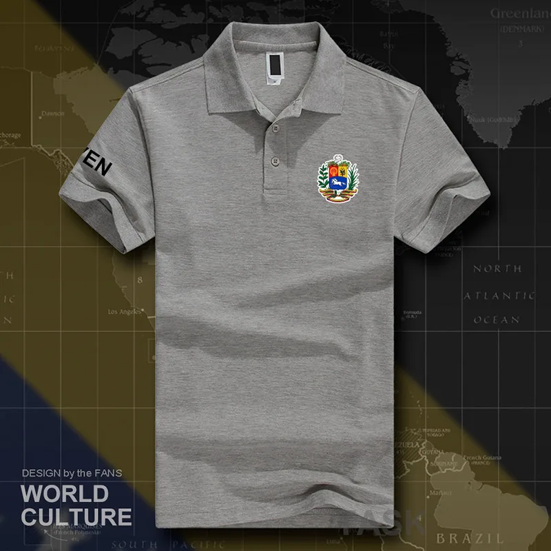 Venezuela Venezuelan polo рубашки мужские с коротким рукавом белые бренды с принтом для страны Мода хлопок национальная команда Повседневная VEN 20 - Цвет: polo-gray