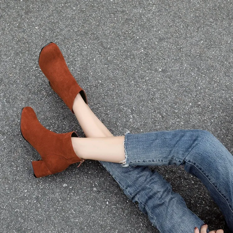 Ботинки Челси на квадратном каблуке с молнией боку большие размеры 11 12 13 14 15