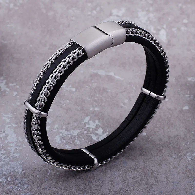Горячая международная торговля Титановый стальной плетеный браслет мужской