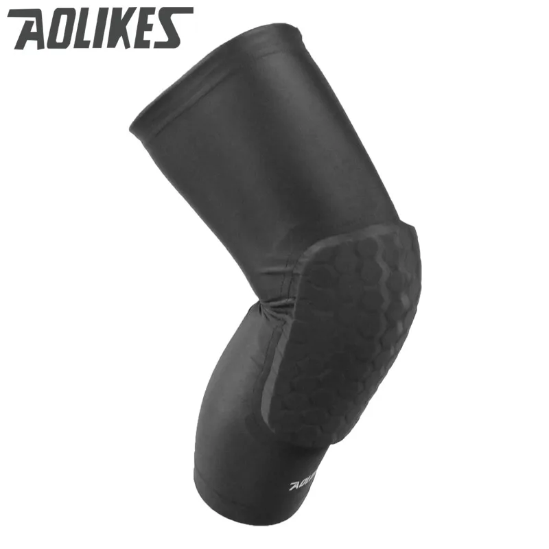 Aolikes 1 шт. сотовые спортивные защитные ленты волейбол баскетбольный наколенник Компрессионные носки наколенники бандаж защитные рукава - Цвет: Black long