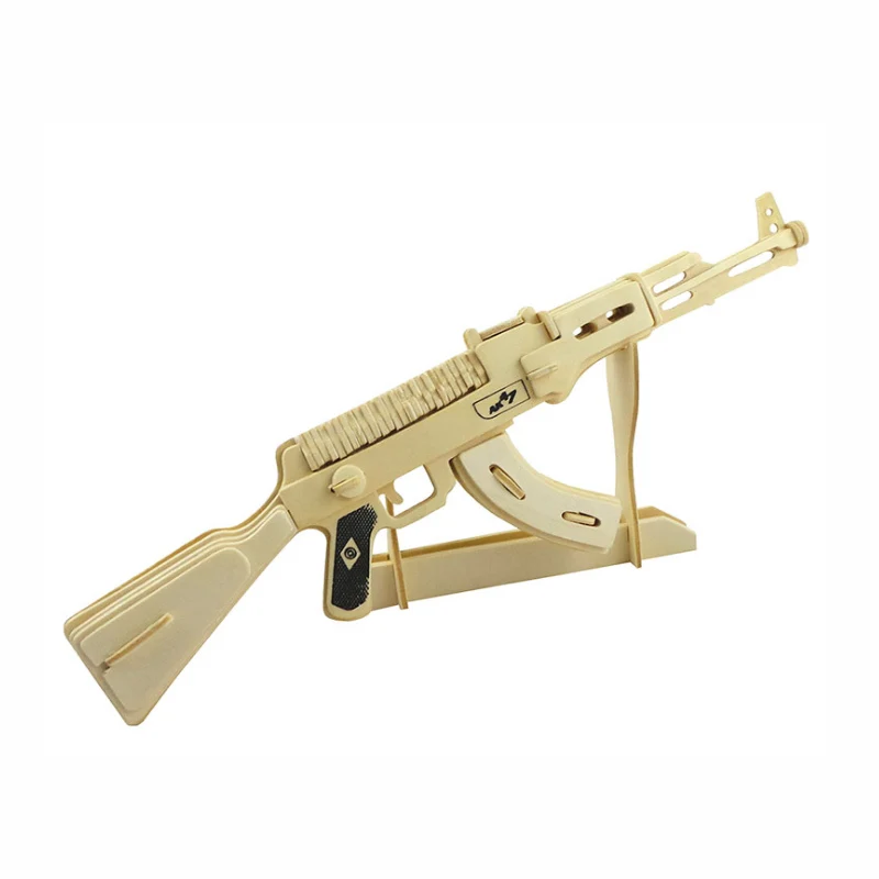 DIY 3D деревянные пазлы для детей и взрослых Ak47 Submachine Gun игрушки паззлы Обучающие