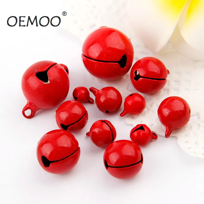 Red 8/10/12mm Metal Jingle Bells Loose Beads Festival Party Decoration/Christmas Tree Decorations/DIYCrafts Accessories