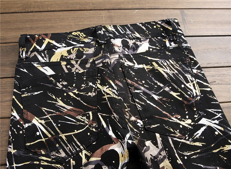 Осень Зима Повседневное принт для мужчин джинсы женщин полной длины джинсовые