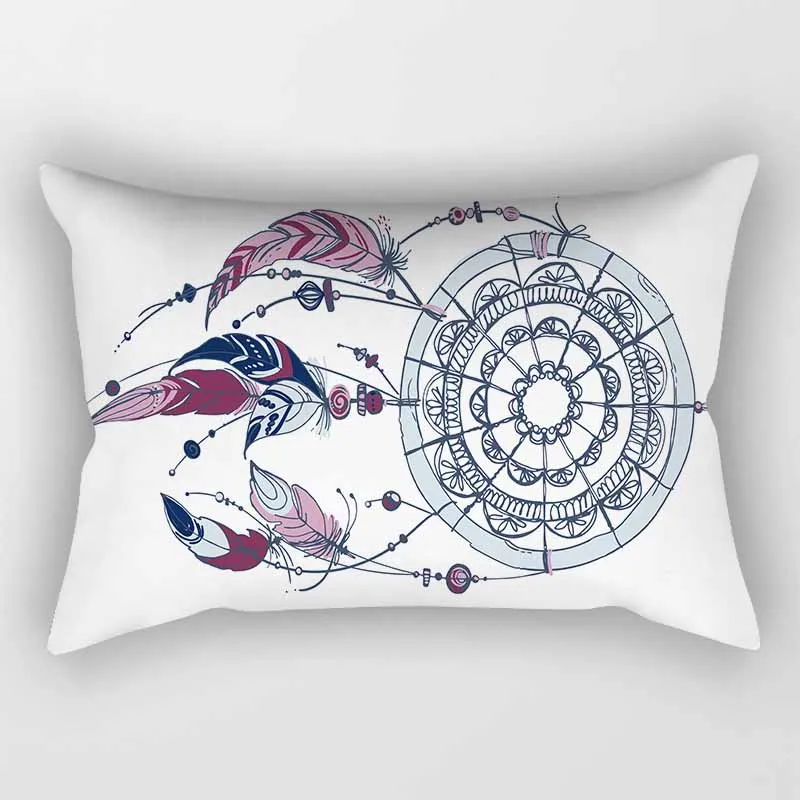 

Hot sale boho feathers pattern pillow cases rectangle bedroom pillow cases boys girls men women travel pillow cover 50*30cm