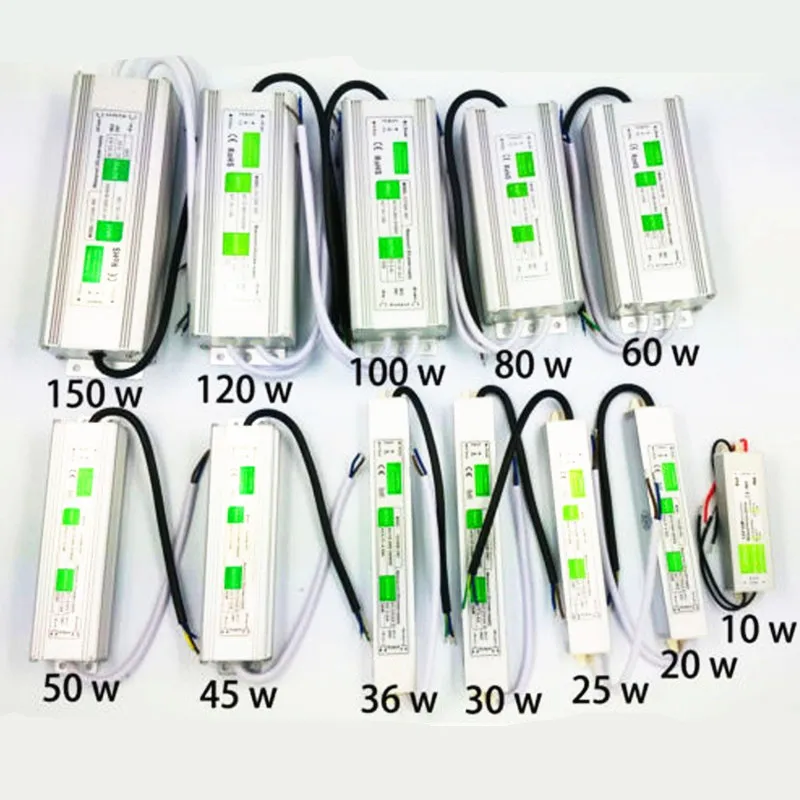 AC110V 260V для DC12V/24В 10 Вт 20 30 50 80 100 IP67 водонепроницаемый трансформатор светодиодных