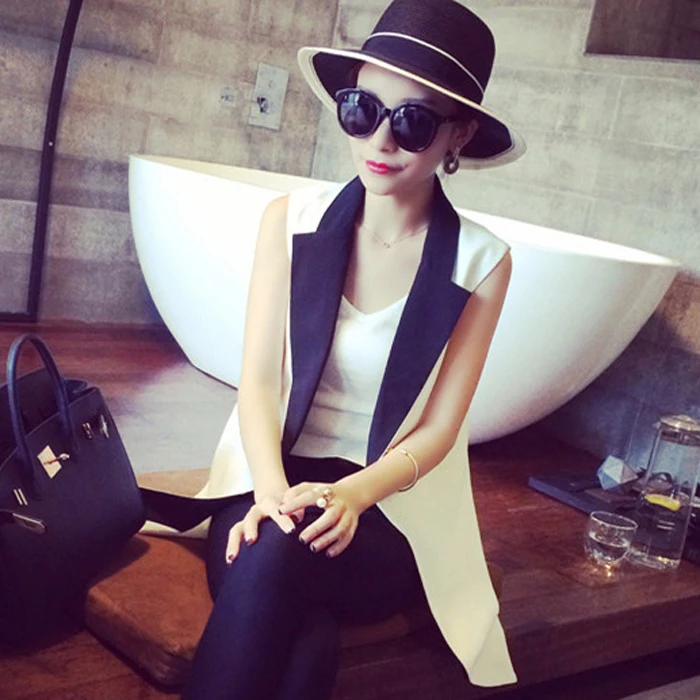 Женский контрастный Блейзер жилет в стиле пэчворк элегантный облегающий офисный