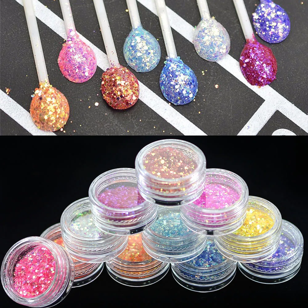 1 коробка Блестящий лак для ногтей блестки Советы УФ гель украшение красочный