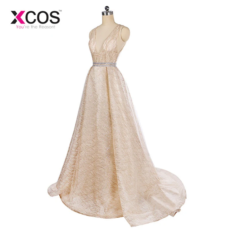 Real Photos Tulle Crystal Bling Champagne Color Party Occasion Formal Long Evening Dress 2018 Robe De Soiree | Свадьбы и торжества