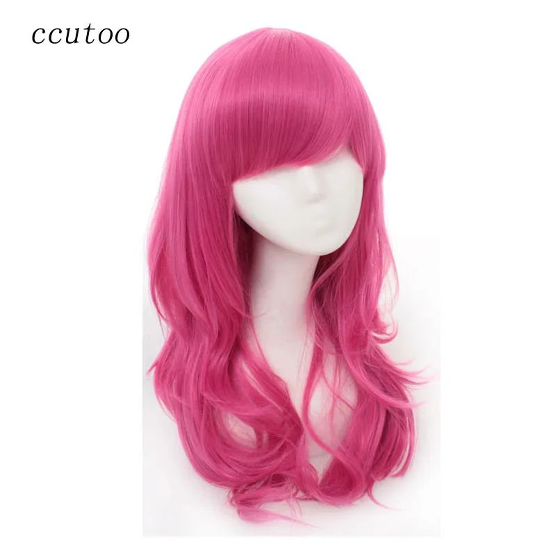 Красный Ccutoo 65 см/2" Синий Розовый Красный Золотой коричневый 5 цветов Средний кудрявый синтетические волосы высокая температура волокно Косплей Полный Парики - Цвет: Красный