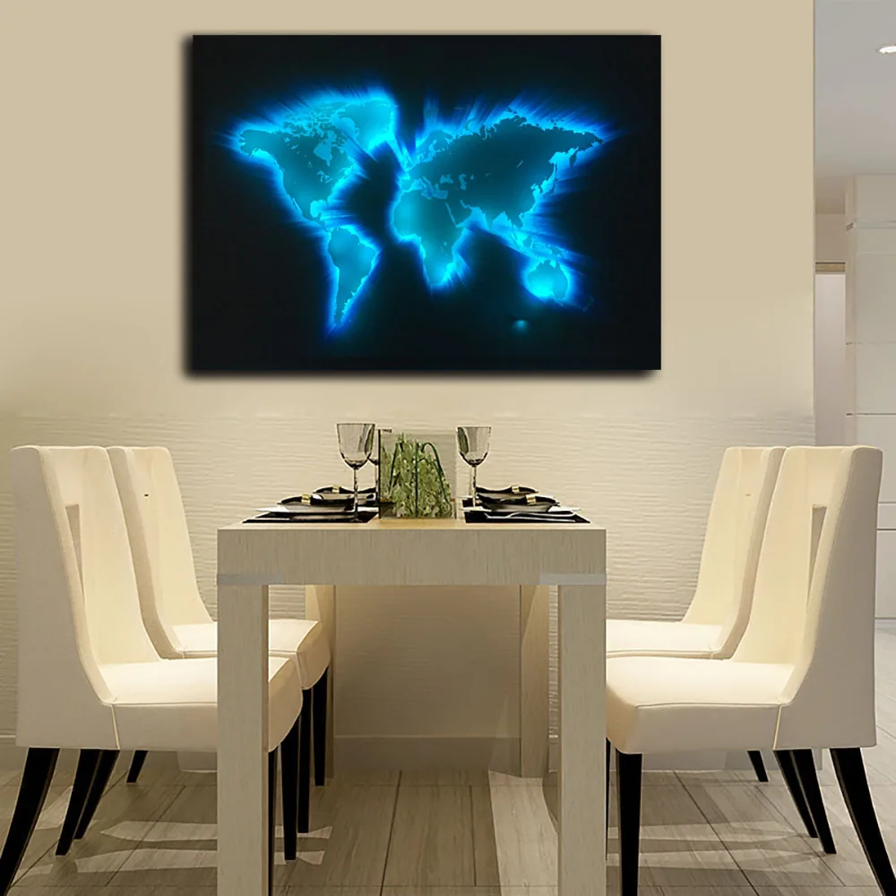 RGB Led холст настенная декоративная 3d Карта мира классная картина пульт дистанционного управления Печать на холсте светящаяся картина светящийся детский подарок