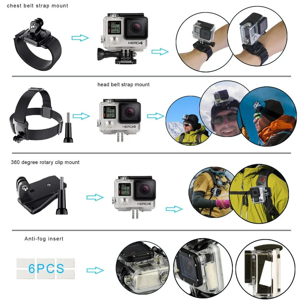 Набор аксессуаров для экшн камеры GoPro Hero Session DBPOWER AKASO VicTsing APEMAN|kit for gopro|camera accessories