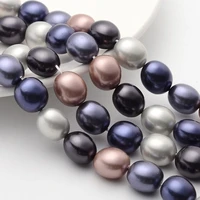 2strands oval shell pearl bead strands dyed colorful for jewelry making diy 15x13x12mm hole 1mm about 27pcsstrand 15 7