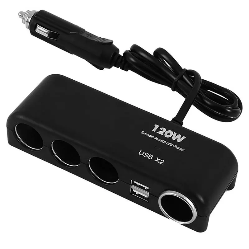 ABS 4 Way 12V 24V Мульти разветвитель автомобильного прикуривателя USB зарядное устройство адаптер Черный Авто внутренние части